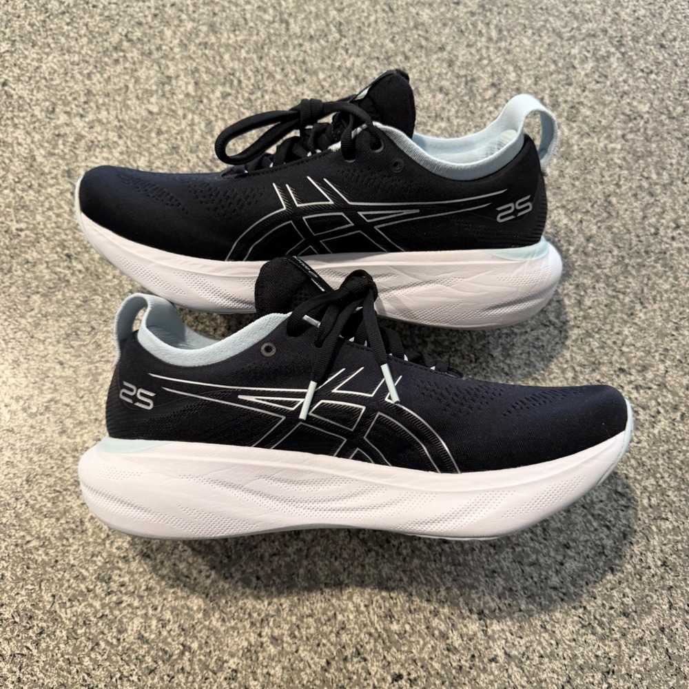 Asics Gel-Nimbus 25 Womens Running Shoes Black Pure Silver 1012B356 Size 11 - Picture 3 of 9